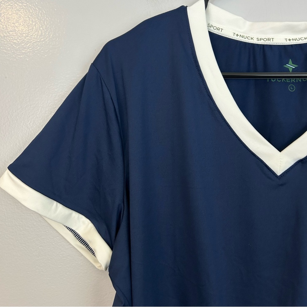 NWT Tuckernuck Sport Navy Blue Knotty Maya Tie Waist Top  Size Large - Picture 6 of 14